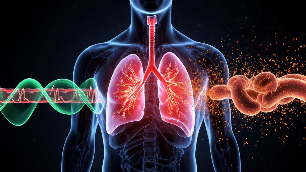 Illustration of sympathetic spikes, endothelial dysfunction, and inflammation connecting sleep apnea to heart disease.
