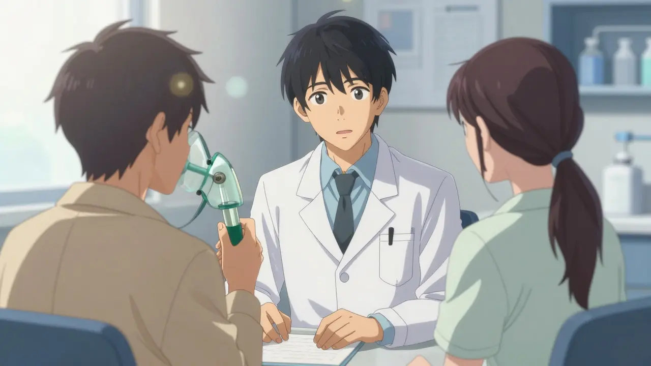 Doctor consulting with patient in a bright clinic regarding allergy tests